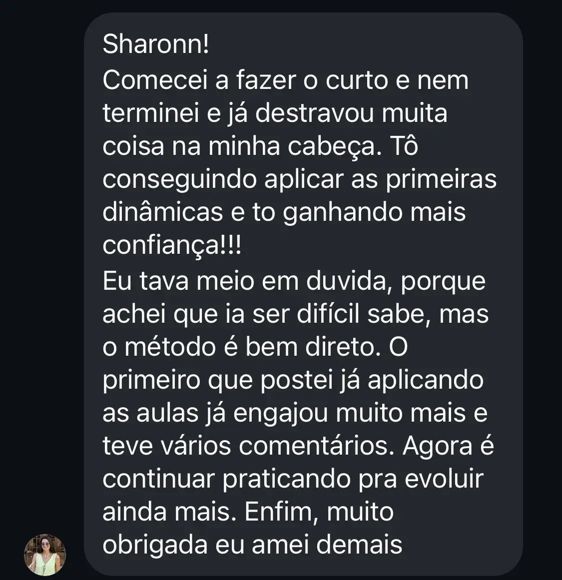 Depoimento de aluna 3