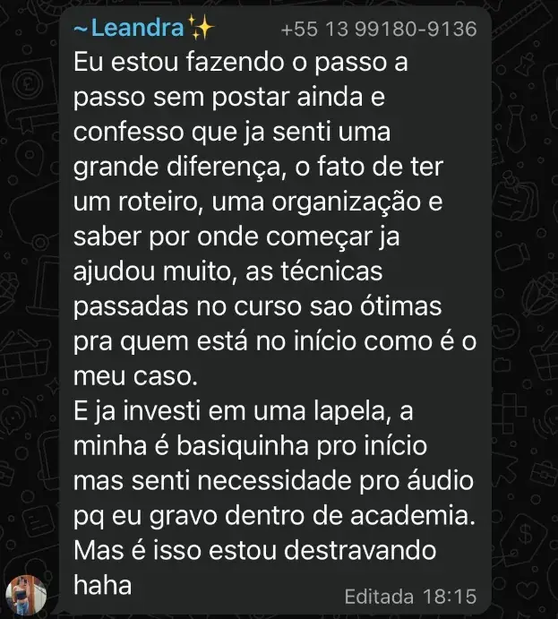 Depoimento de aluna 6